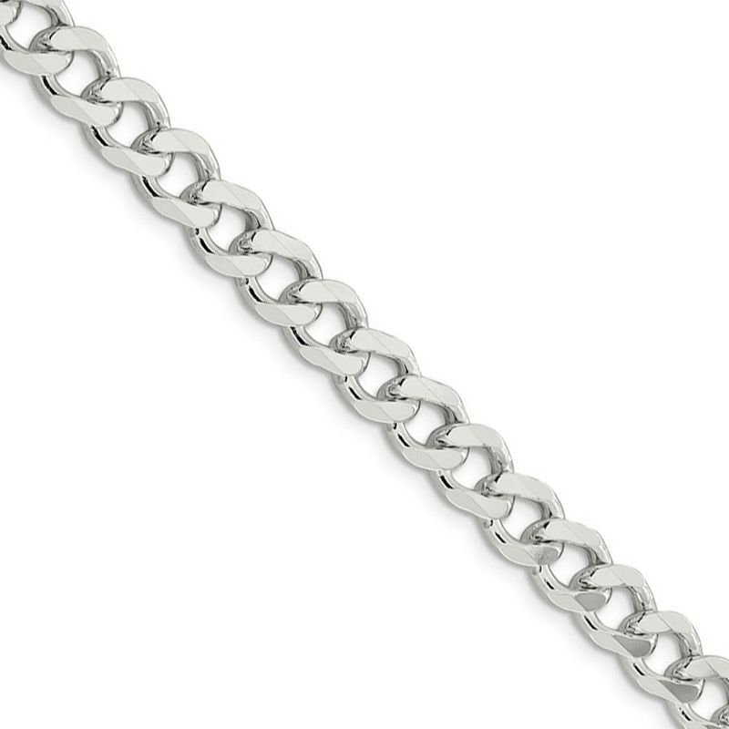 Men's 7.5mm Sterling Silver Solid Curb Chain Necklace, 18 Inch